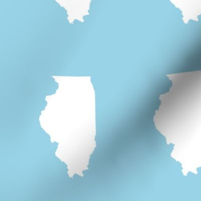 Illinois silhouette in 4.5 x 6" block, white on light blue