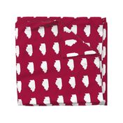 Illinois silhouette in 4.5 x 6" block, white on cranberry red