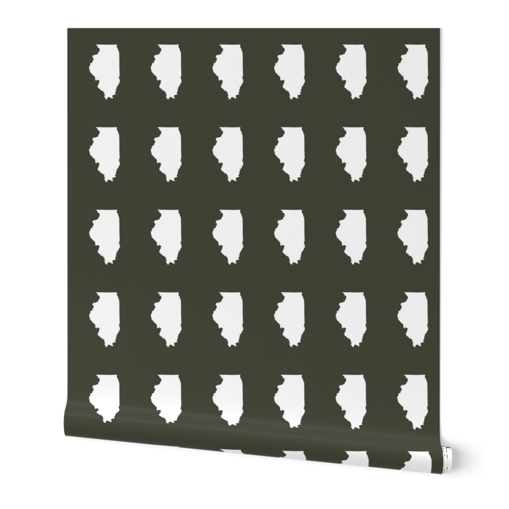 Illinois silhouette in 4.5 x 6" block, white on khaki