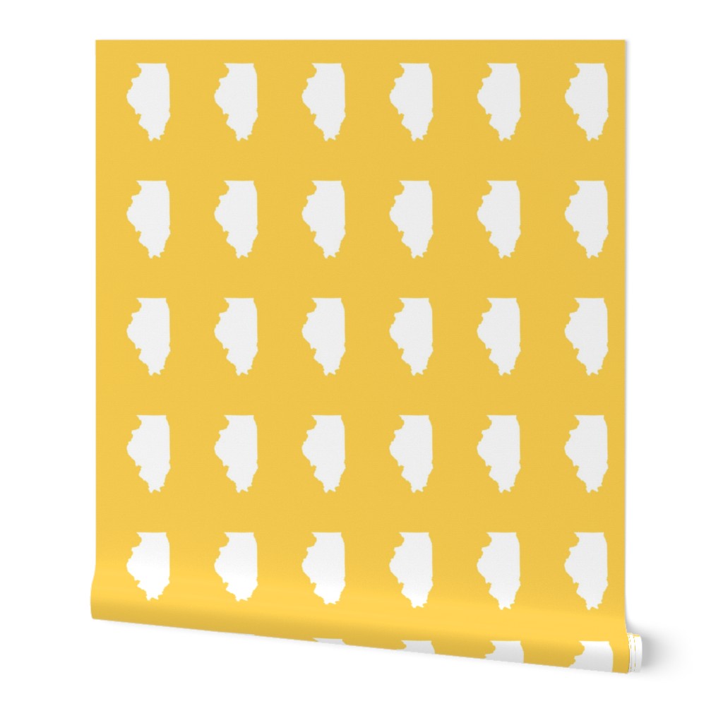 Illinois silhouette in 4.5 x 6" block, white on yellow