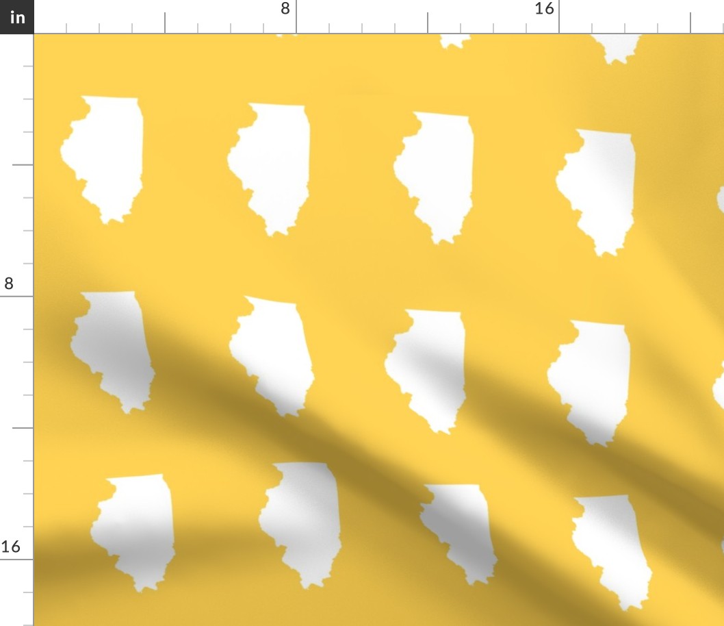 Illinois silhouette in 4.5 x 6" block, white on yellow