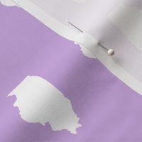 Illinois silhouette in 2 x 3" block, white on lilac