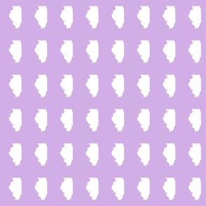 Illinois silhouette in 2 x 3" block, white on lilac