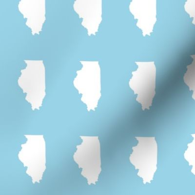 Illinois silhouette in 2 x 3" block, white on light blue
