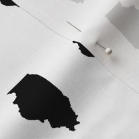 Illinois silhouette in 2 x 3" block, black and whte