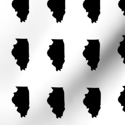 Illinois silhouette in 2 x 3" block, black and whte