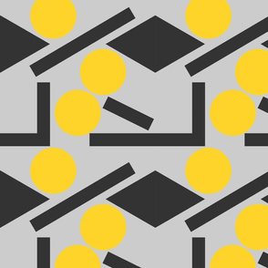 Yellow and grey abstract seamless pattern