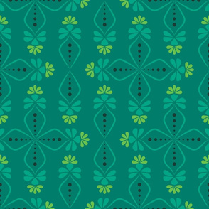 Modern Folklore Pattern in green and teal
