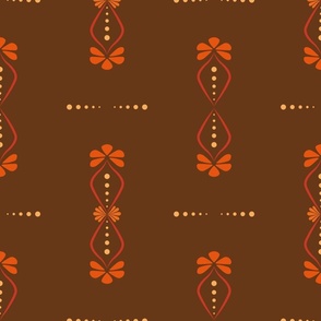 Vintage Folklore Pattern in brown and orange