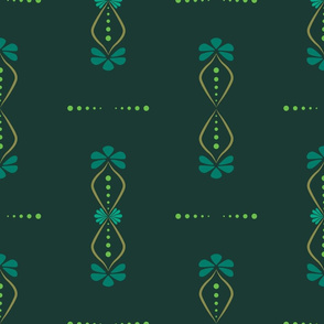 Modern Folklore Pattern in green and teal