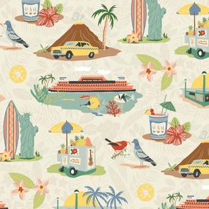 SALE Destinations Poster Panel P10163 Hawaii by Riley Blake Designs Beach  Parrot Mountains Aloha From Hawaii Quilting Cotton Fabric 