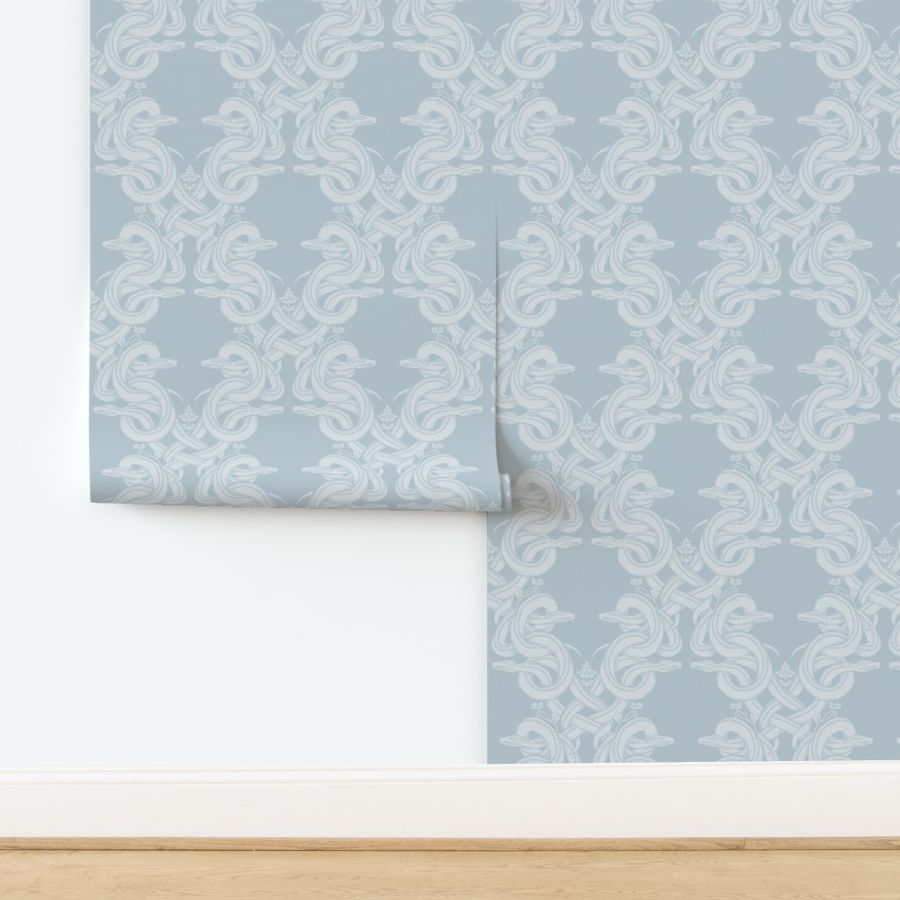 Knotted Snake Damask in Powder Blue