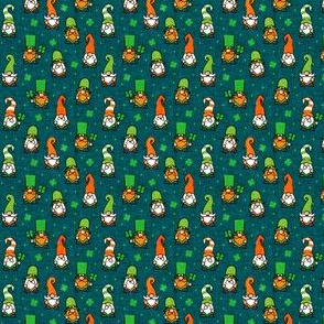 (micro scale) St Patrick's Day Gnomes - Leprechaun Gnomes - clover - dark teal - C21
