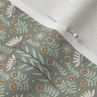 s - meadow on grey - Nr.3. Coordinate for Peaceful Forest - 3.5" fabric / 2" wallpaper