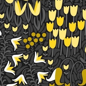Grey and Yellow Flowers - Dark