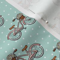beach cruisers with flowers - mint  with polka dots - LAD21