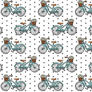 beach cruisers with flowers - black polka dots - LAD21