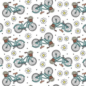 beach cruisers with flowers - tossed on white - LAD21