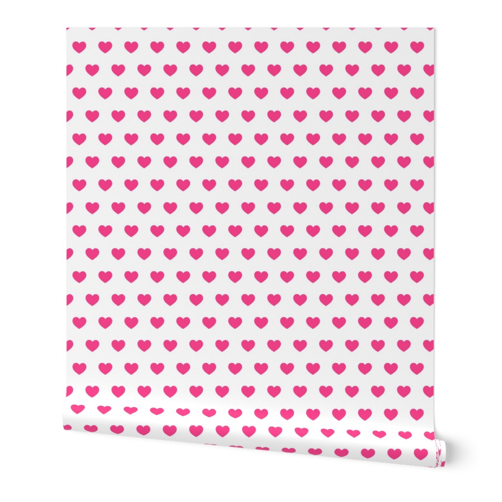 small hearts on hot pink on white C21