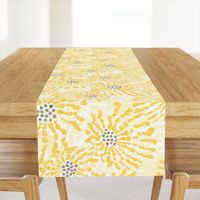 Soft painterly floral shining yellow with grey dots (large)