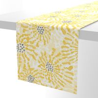 Soft painterly floral shining yellow with grey dots (large)