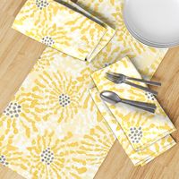 Soft painterly floral shining yellow with grey dots (large)