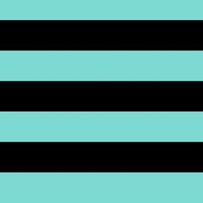 Large Light Teal Awning Stripe Pattern Horizontal in Black