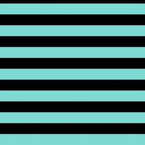 Light Teal Awning Stripe Pattern Horizontal in Black