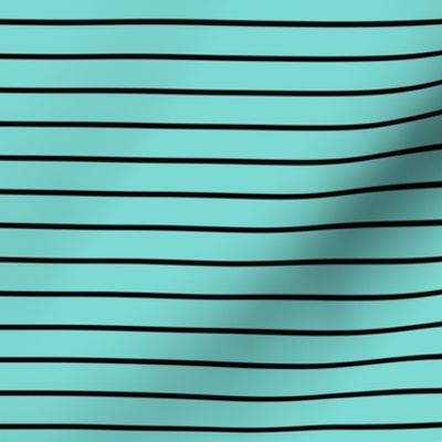 Light Teal Pin Stripe Pattern Horizontal in Black