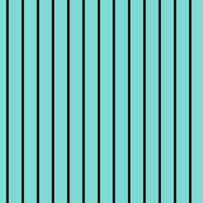 Light Teal Pin Stripe Pattern Vertical in Black