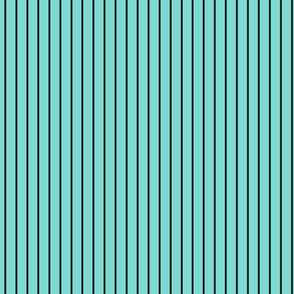 Small Light Teal Pin Stripe Pattern Vertical in Black