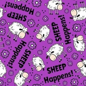 Large Scale Sheep Happens Funny Sarcastic Animals on Purple