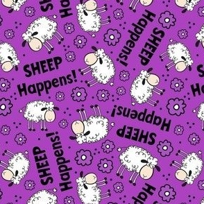 Medium Scale Sheep Happens Funny Sarcastic Animals on Purple