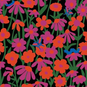 Groovy Garden Floral in Midnight Mod Black