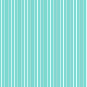 Small Light Teal Pin Stripe Pattern Vertical in White