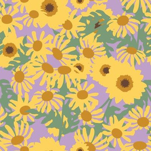 Sunflower + Black-Eyed Susan Floral in Lilac