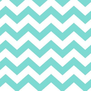 Chevron Pattern - Light Teal and White