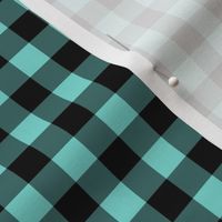 Gingham Pattern - Light Teal and Black