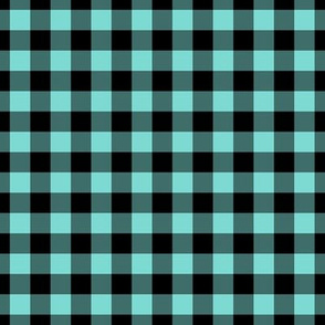 Gingham Pattern - Light Teal and Black