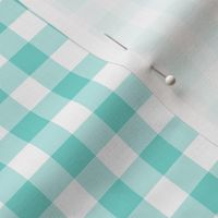 Gingham Pattern - Light Teal and White