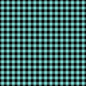 Small Gingham Pattern - Light Teal and Black