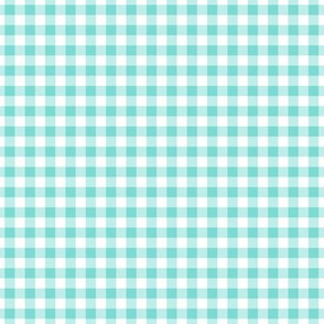 Small Gingham Pattern - Light Teal and White