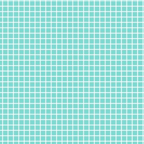Small Grid Pattern - Light Teal and White