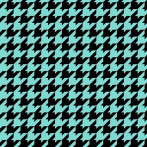 Houndstooth Pattern - Light Teal and Black