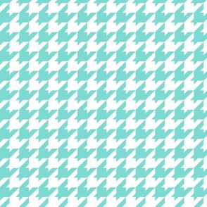 Houndstooth Pattern - Light Teal and White