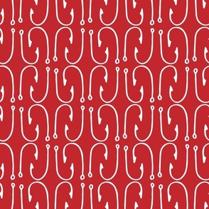 Fish Hooks in Red Medium Scale