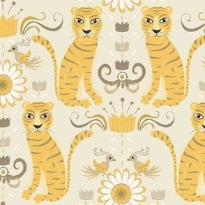 Tiger Damask Yellow and Grey Light