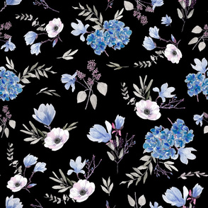 Vintage Floral black background