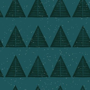 Blockprint Snowy Pines { Blue }