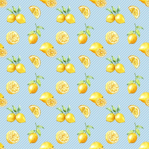 lemons on blue stripes